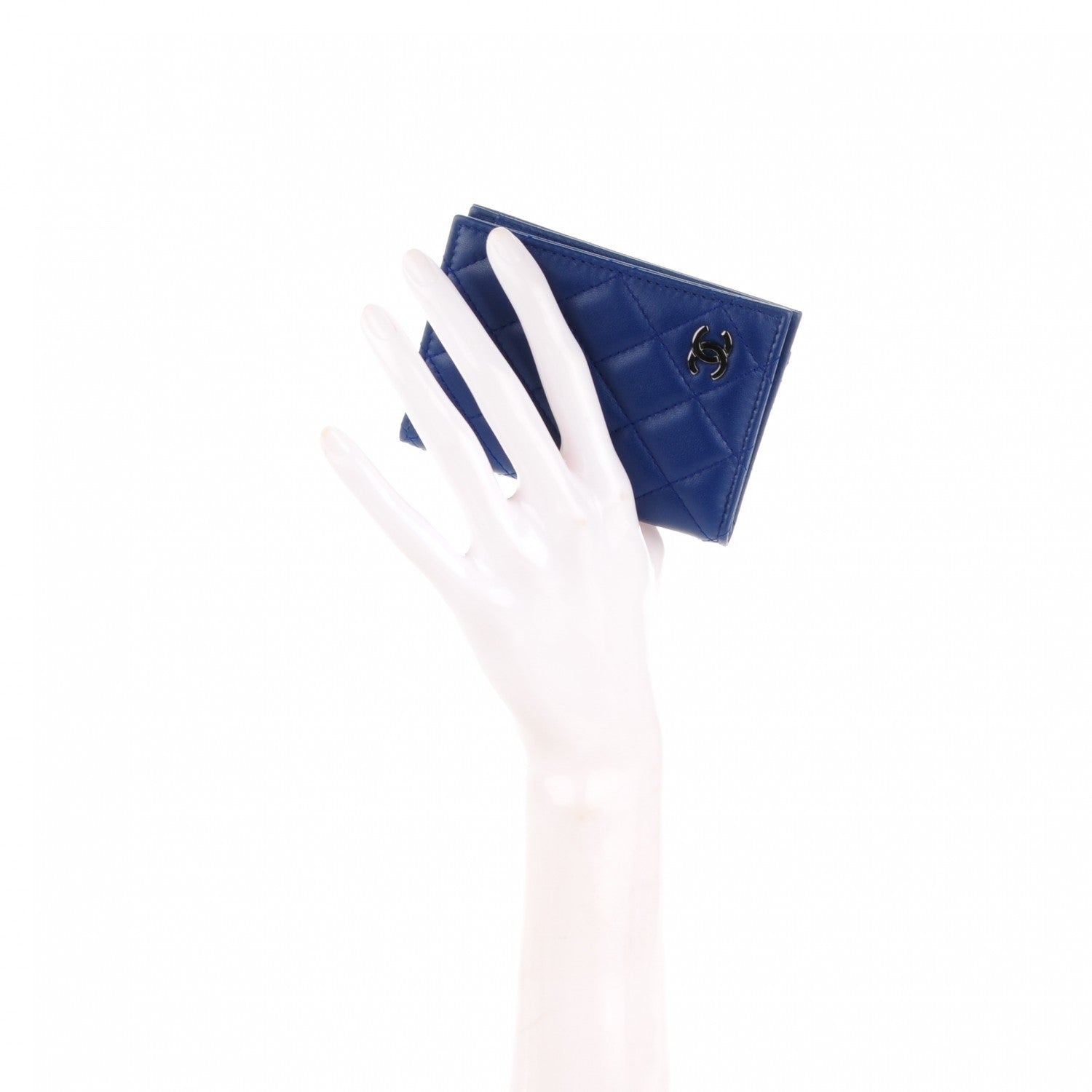 Chanel Lambskin Quilted Card Holder Wallet Dark Blue 2 of 7