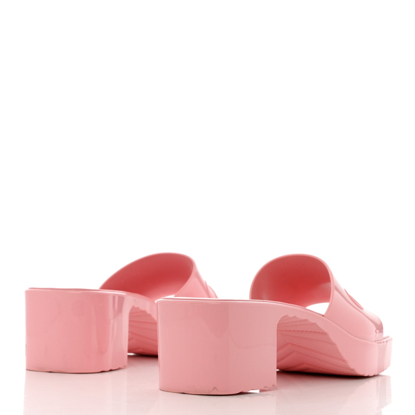 Rubber Gucci Logo Womens Platform 20/60mm Slide Sandals 38 Wild Rose