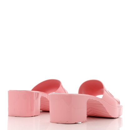 Gucci Rubber Gucci Logo Womens Platform 20/60mm Slide Sandals 38 Wild Rose 4 of 10