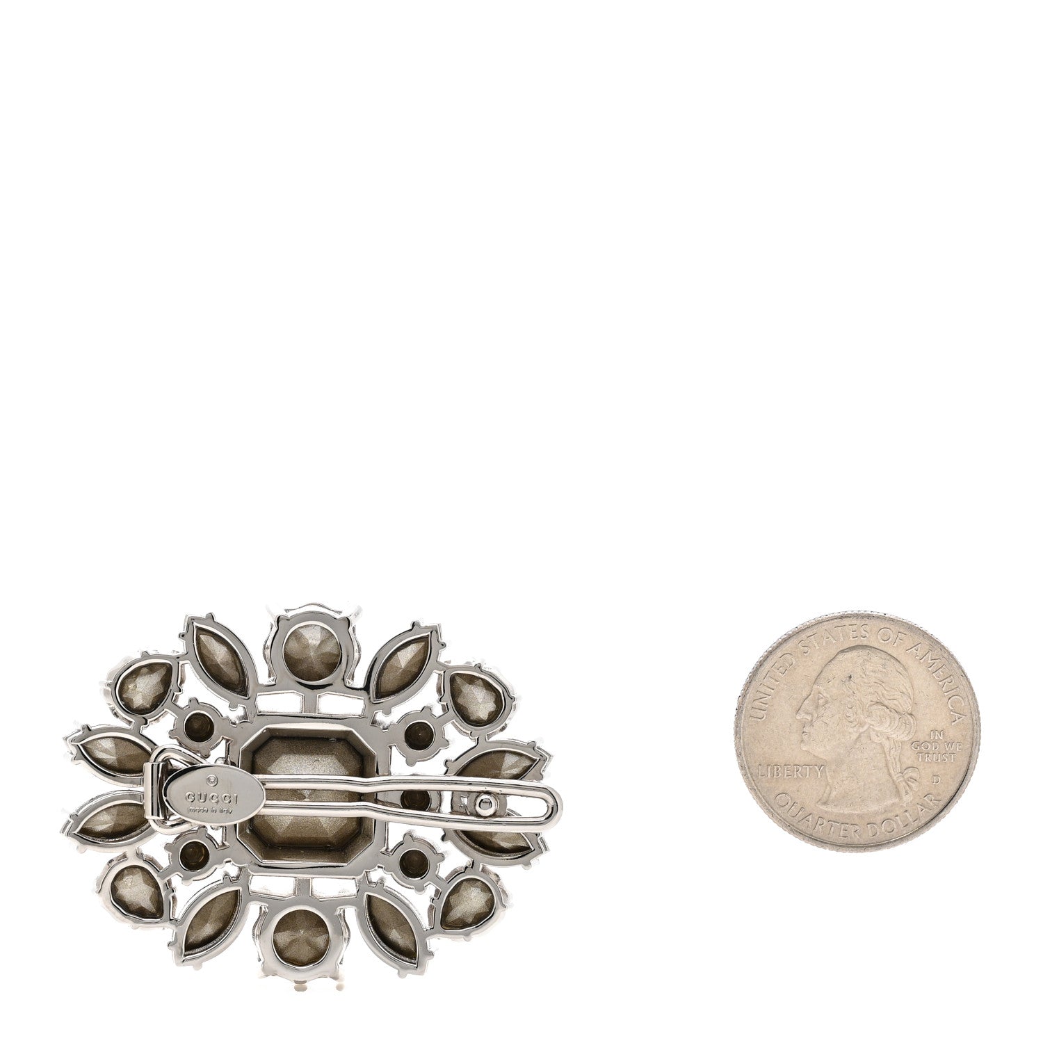 Gucci Crystal Hair Clip Silver 2 of 3