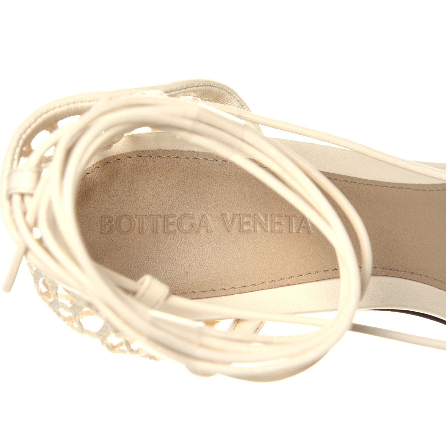 Bottega Veneta Mesh Nappa Stretch Ankle Tie Sandals 38 White 14 of 16