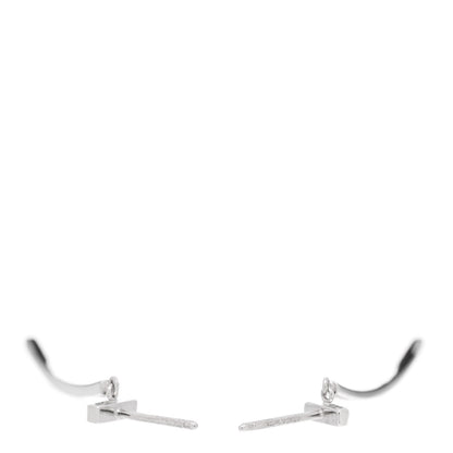 Tiffany 18K White Gold Diamond T Bar Earrings 3 of 5