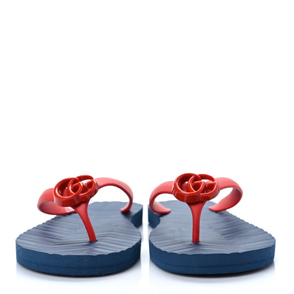 Gucci Rubber Chevron Mens GG Thong Flat Sandals 9 Orange Red 2 of 7