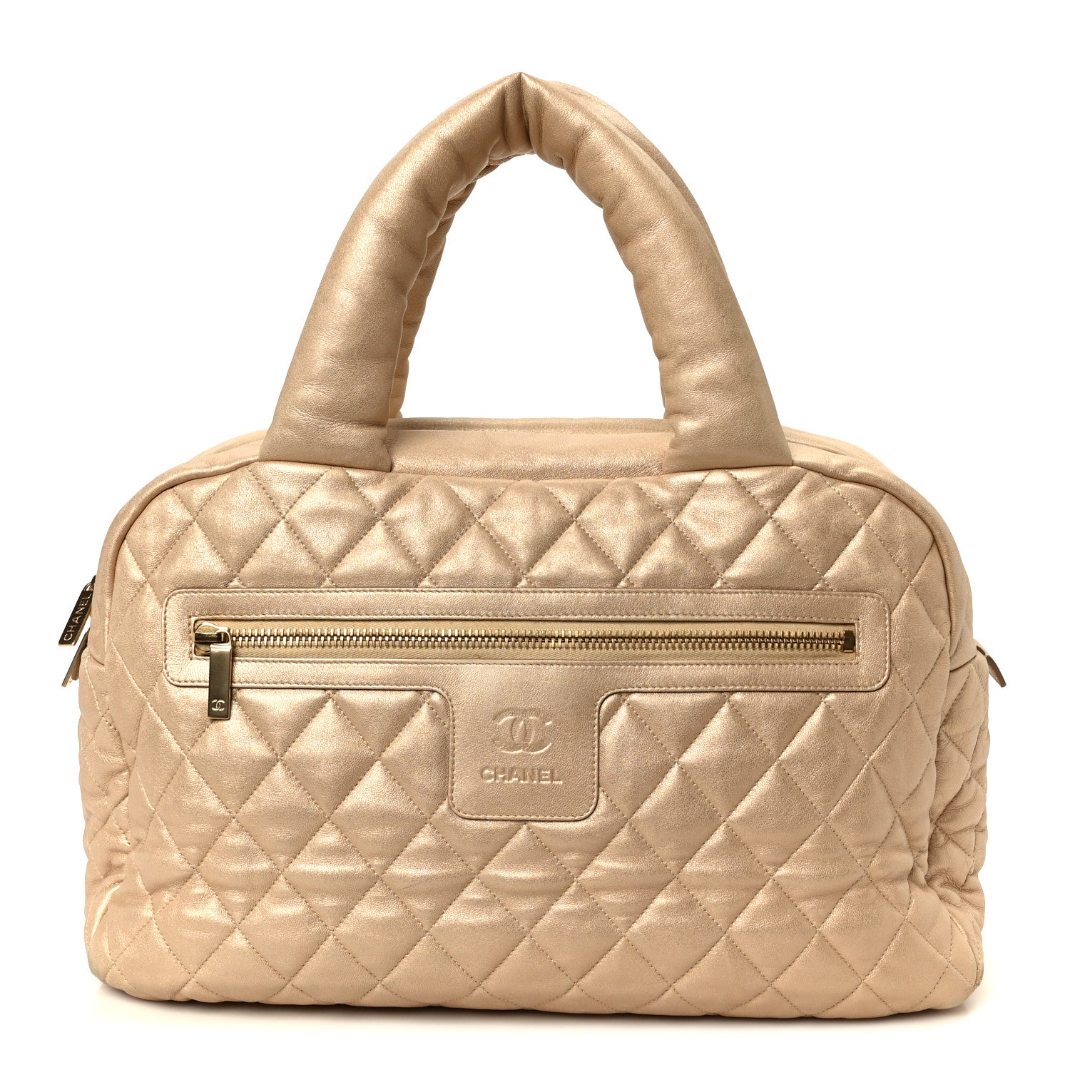 Chanel Metallic Lambskin Quilted Coco Cocoon Bowler Light Gold 1 of 11