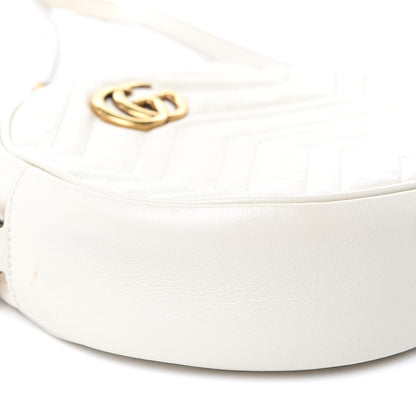 Gucci Calfskin Matelasse Mini GG Marmont Round Shoulder Bag White 8 of 10