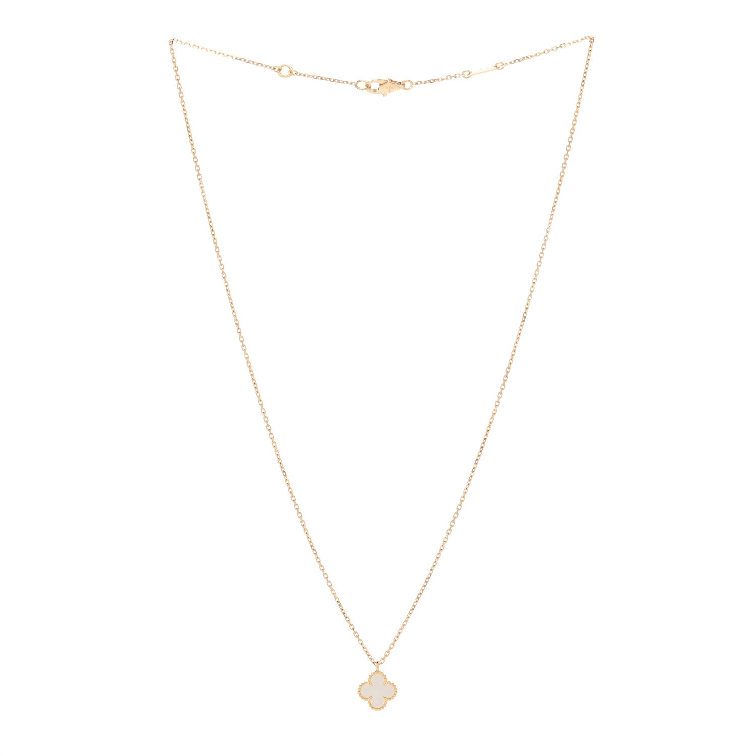 Van Cleef & Arpels 18K Yellow Gold Mother of Pearl Sweet Alhambra Pendant Necklace 3 of 6