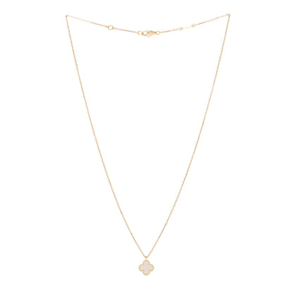 Van Cleef & Arpels 18K Yellow Gold Mother of Pearl Sweet Alhambra Pendant Necklace 3 of 6