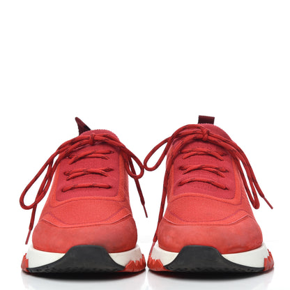 Hermes Knit Goatskin Womens Addict Sneakers 36 Rouge Bali 2 of 18