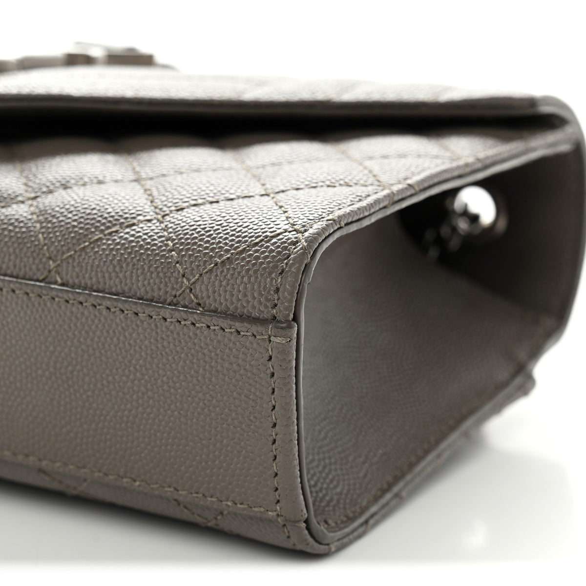 Grain De Poudre Textured Mixed Matelasse Triquilt Small Monogram Satchel Taupe