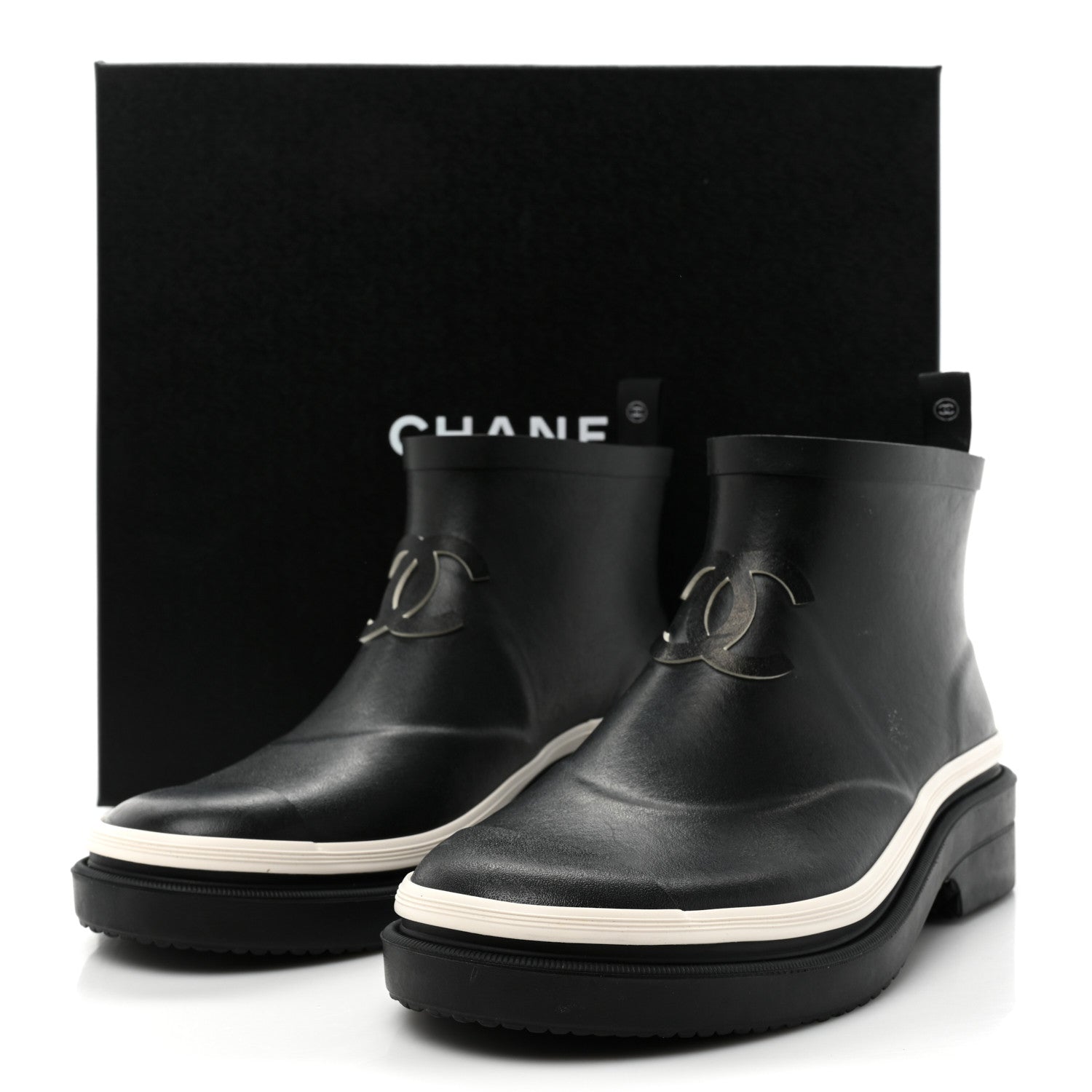 Chanel Rubber CC Short Rain Boots 38 Black 11 of 11