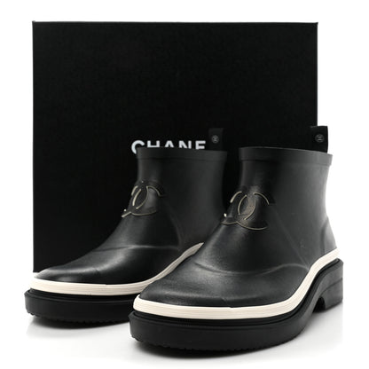 Chanel Rubber CC Short Rain Boots 38 Black 11 of 11