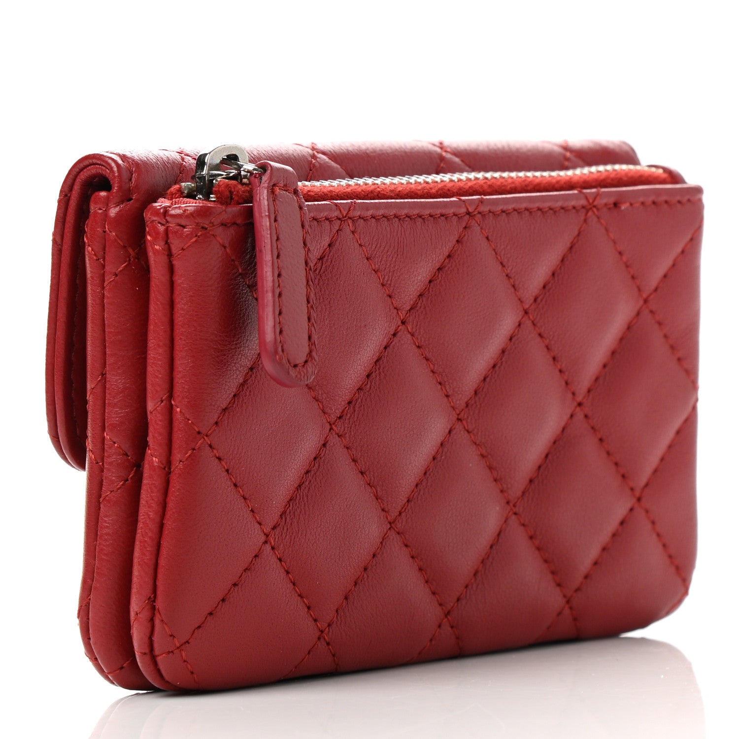 Chanel Lambskin Quilted Coin Purse Red 3 of 8