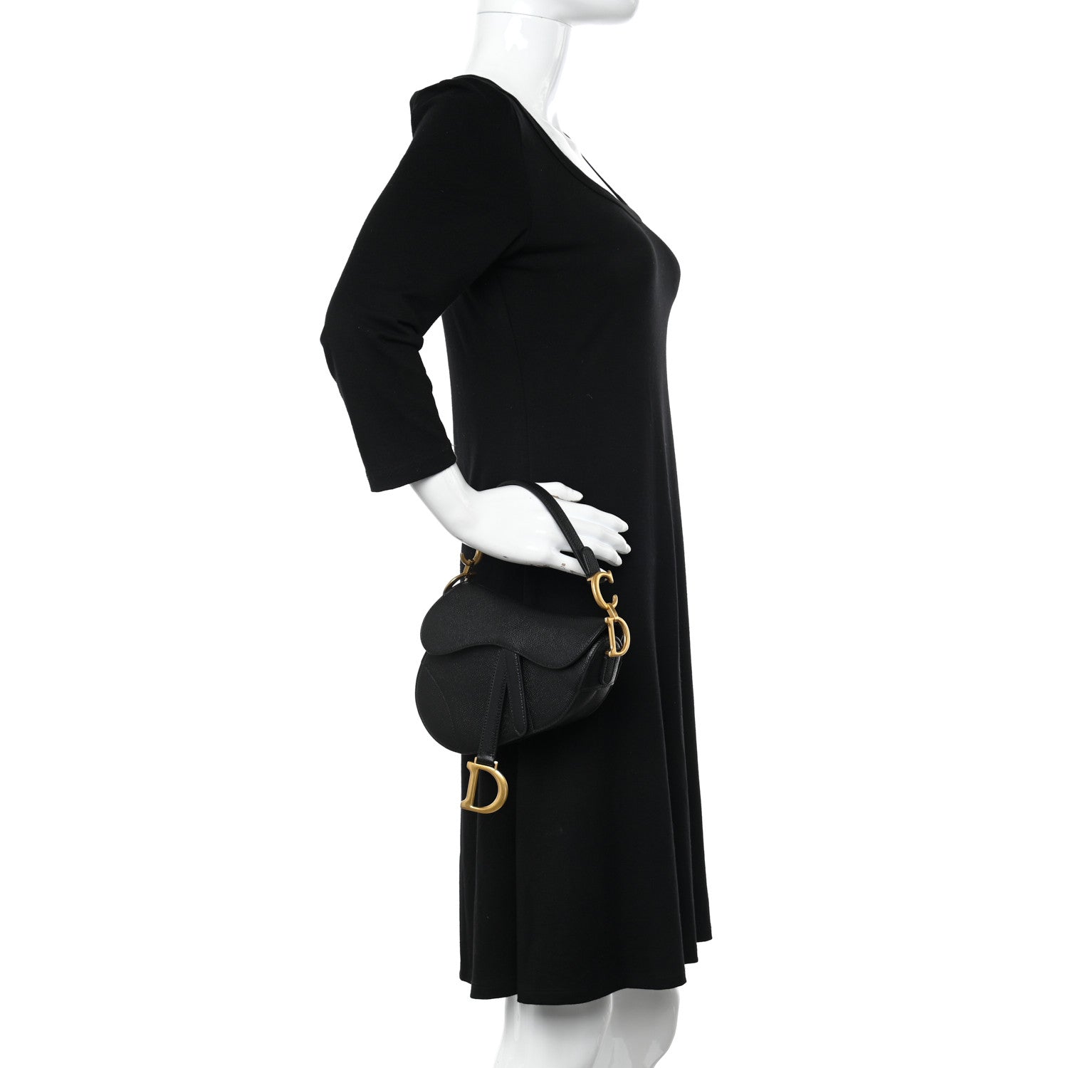 Christian Dior Grained Calfskin Mini Saddle Bag Black 2 of 10