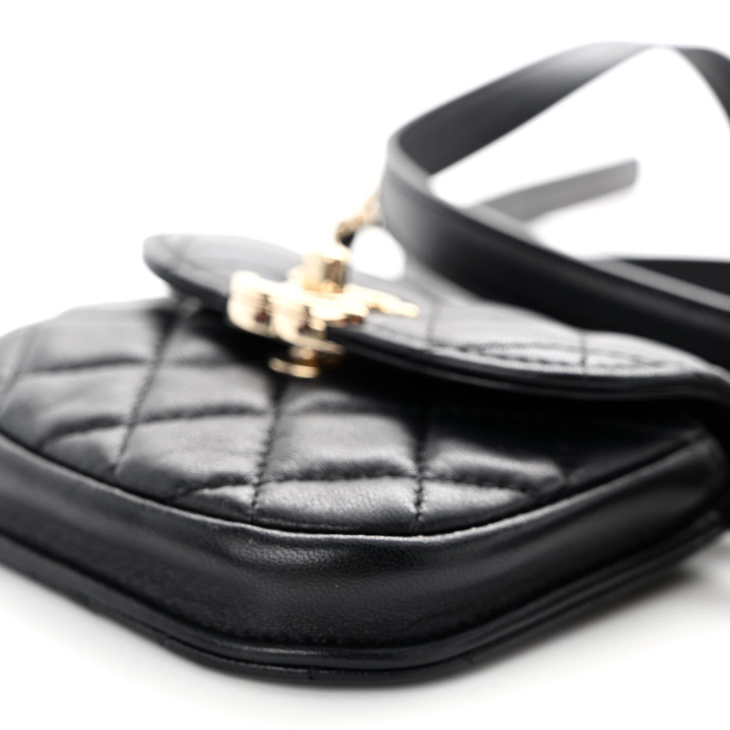 Chanel Tweed Lambskin Quilted Waist Bag With Coin Purse Black 9 of 11