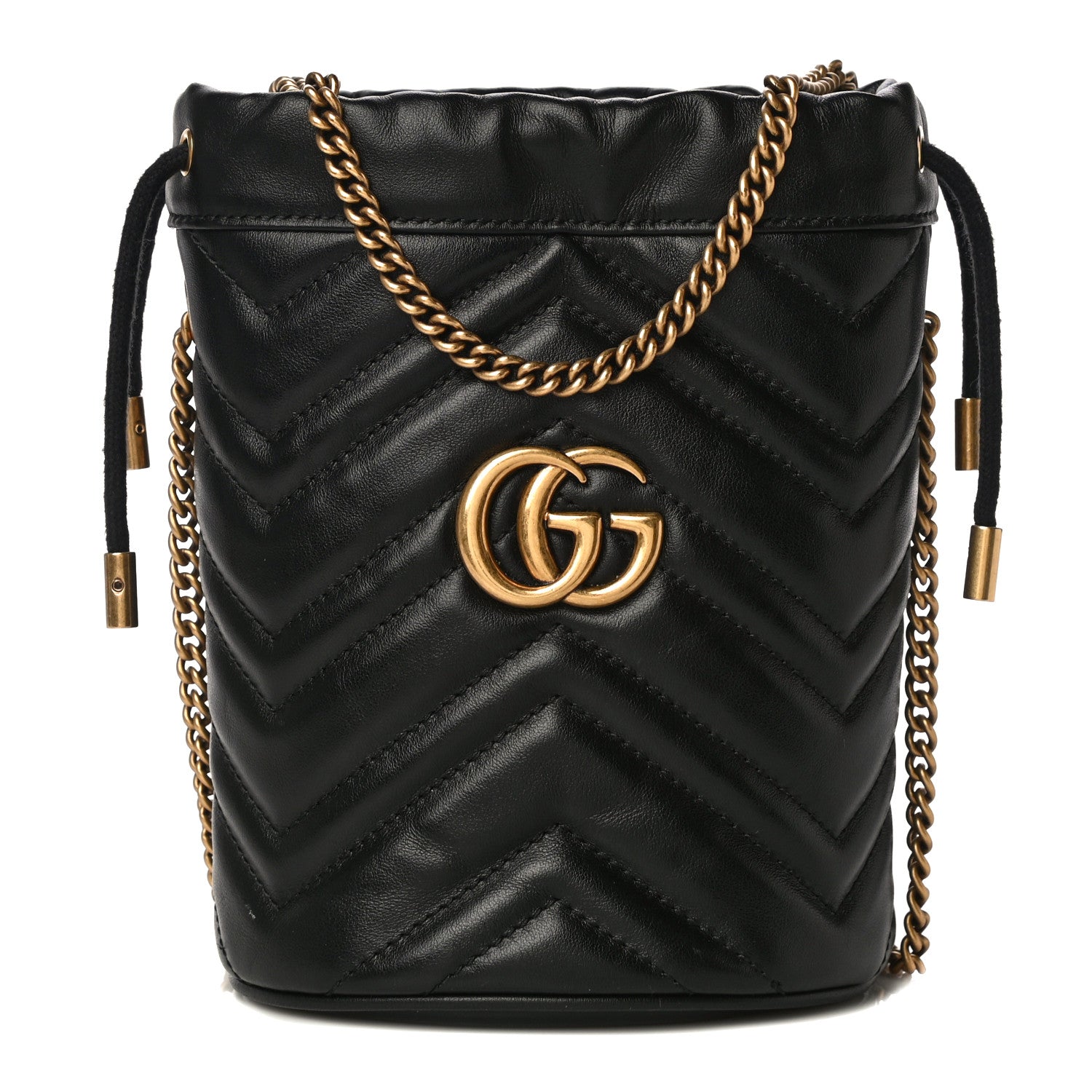 Gucci Calfskin Matelasse Mini GG Marmont 2.0 Bucket Bag Black 1 of 11