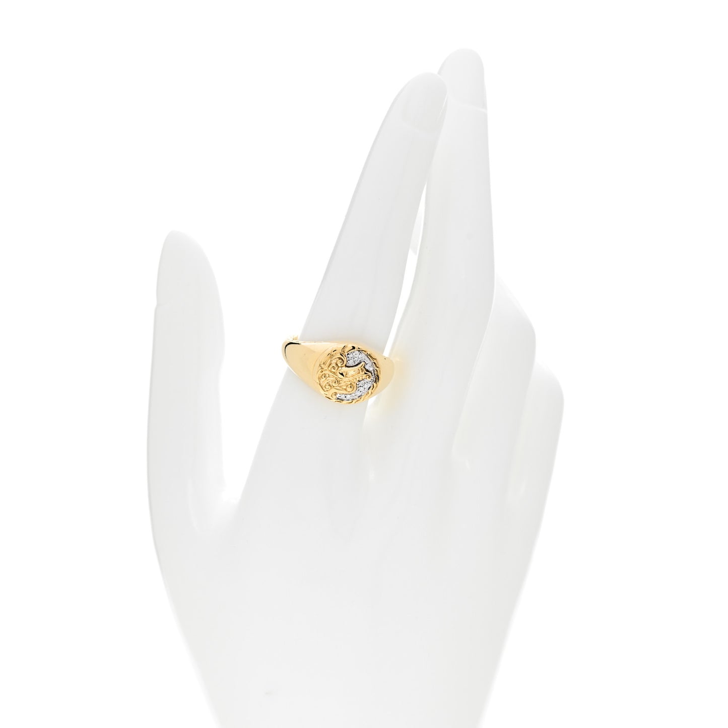 18K Yellow Gold Diamond Legends Naga Signet Ring 57 8