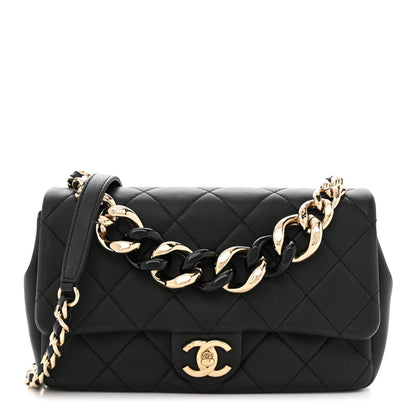 Chanel Lambskin Quilted Resin Bi-Color Chain Flap Bag Black 1 of 13