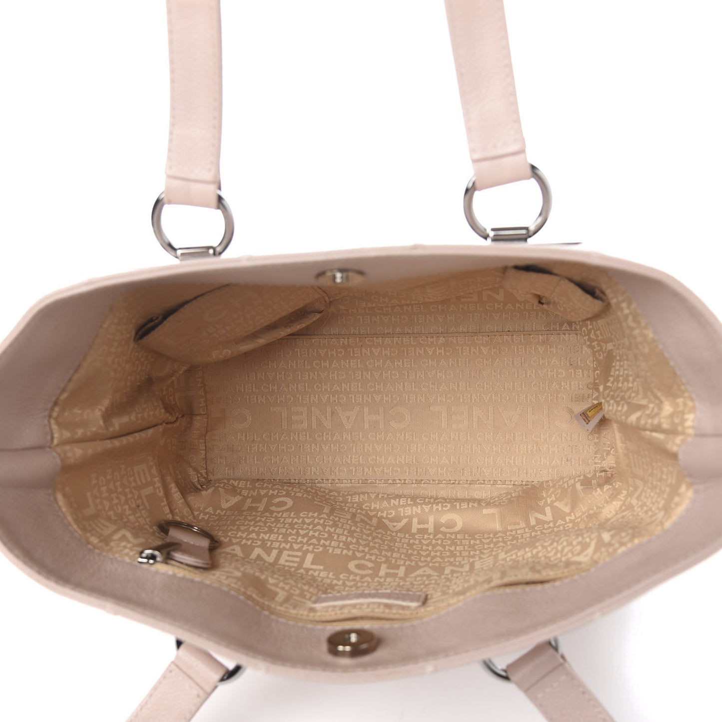 Caviar Square Stitched Tote Light Pink