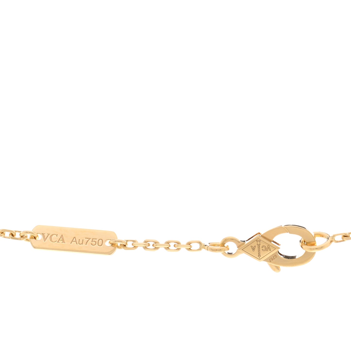 18K Yellow Gold Diamond Yellow Mother of Pearl Vintage Alhambra Pendant Necklace