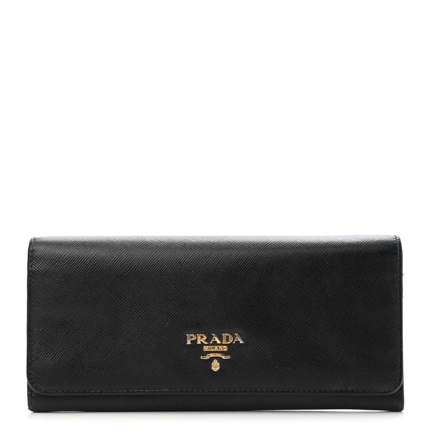 Saffiano Metal Continental Flap Wallet Black