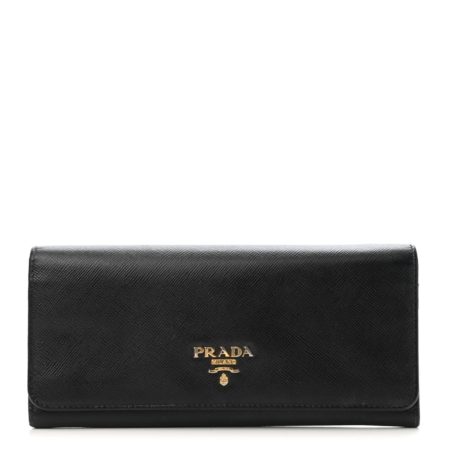 Prada Saffiano Metal Continental Flap Wallet Black 1 of 4
