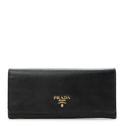 Prada Saffiano Metal Continental Flap Wallet Black 1 of 4