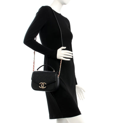 Chanel Caviar Quilted CC Top Handle Flap Bag Black 2 of 8