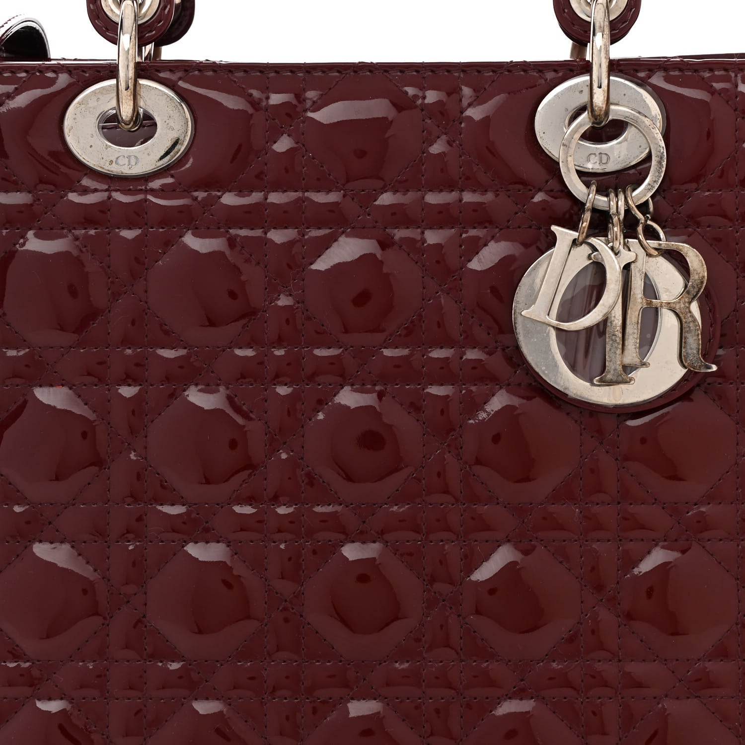 Christian Dior Patent Cannage Large Lady Dior Burgundy 8 of 12