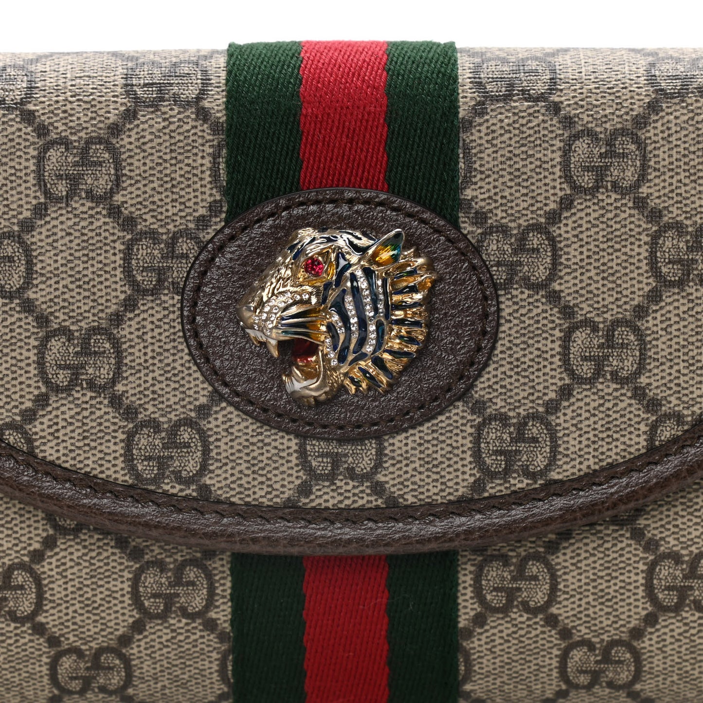 GG Supreme Monogram Web Mini Rajah Slim Flap Shoulder Bag Beige New Acero