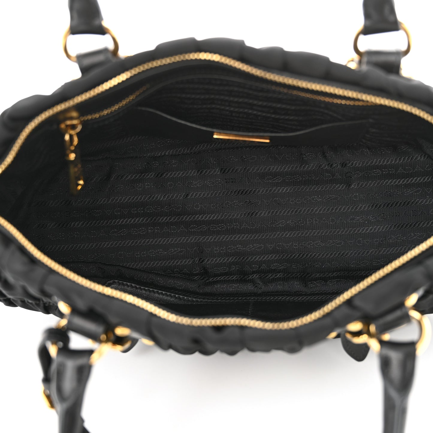 Tessuto Nylon Gaufre Shopping Satchel Black