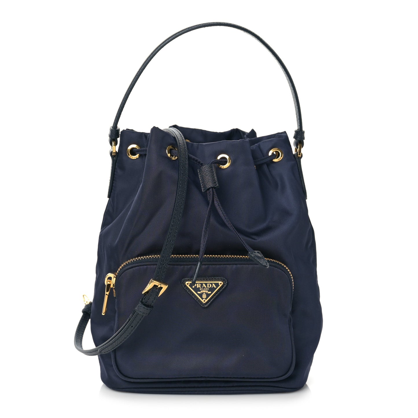 Re-Nylon Saffiano Mini Bucket Crossbody Bag Baltico