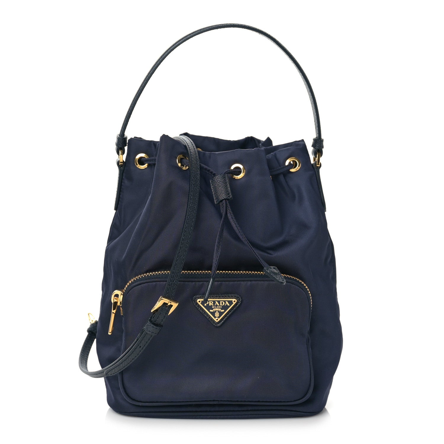 Prada Re-Nylon Saffiano Mini Bucket Crossbody Bag Baltico 1 of 7