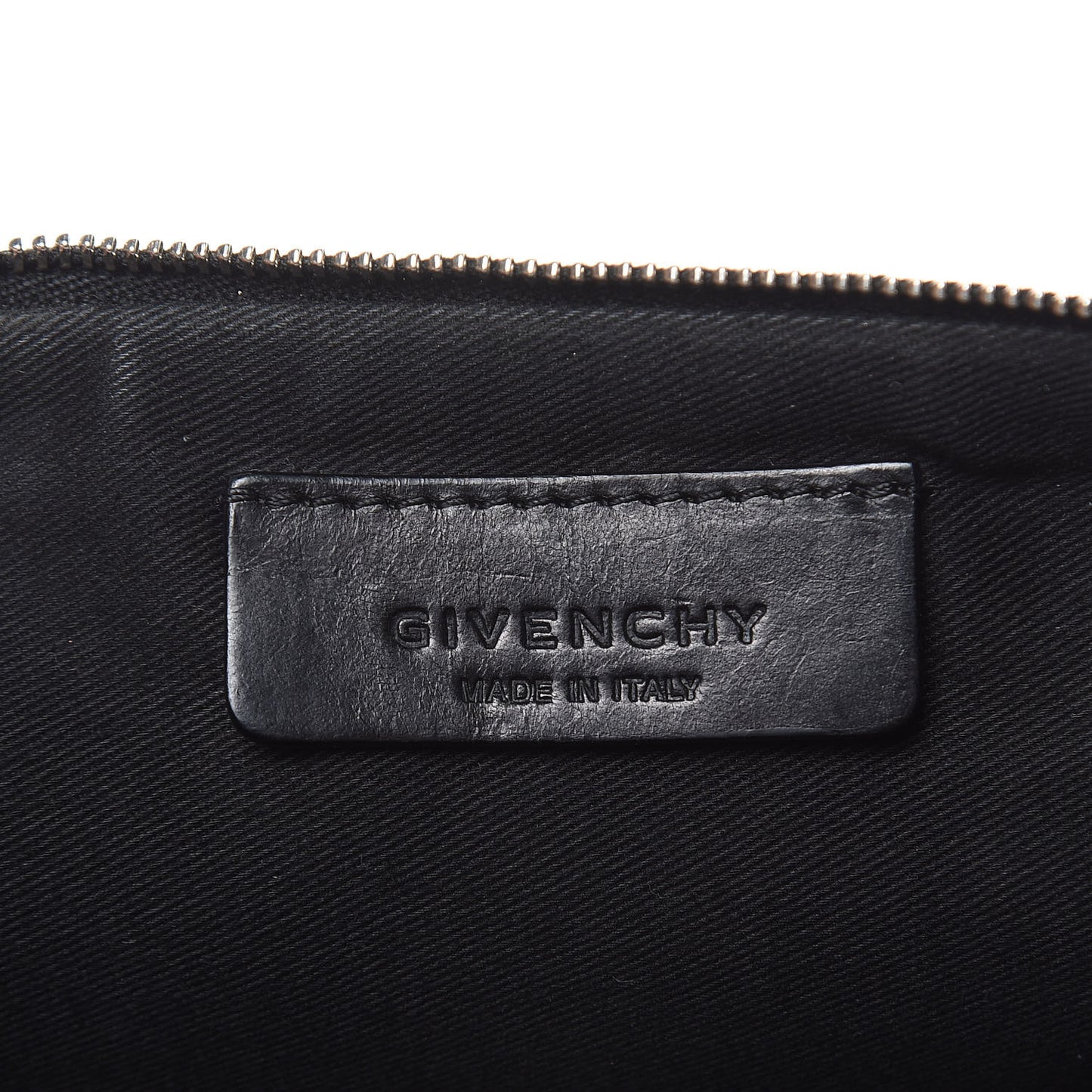 Textured Coated Canvas Madonna Print Large Cosmetic Pouch Black