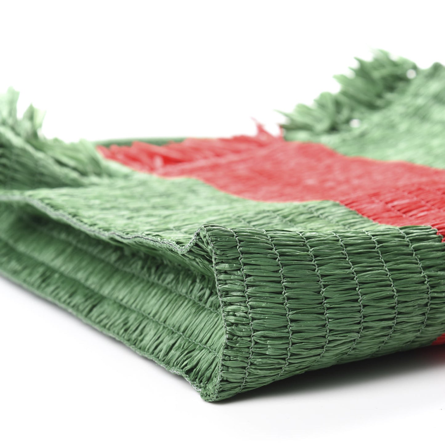 Raffia Linen Web Cestino Tote Bag Red Green