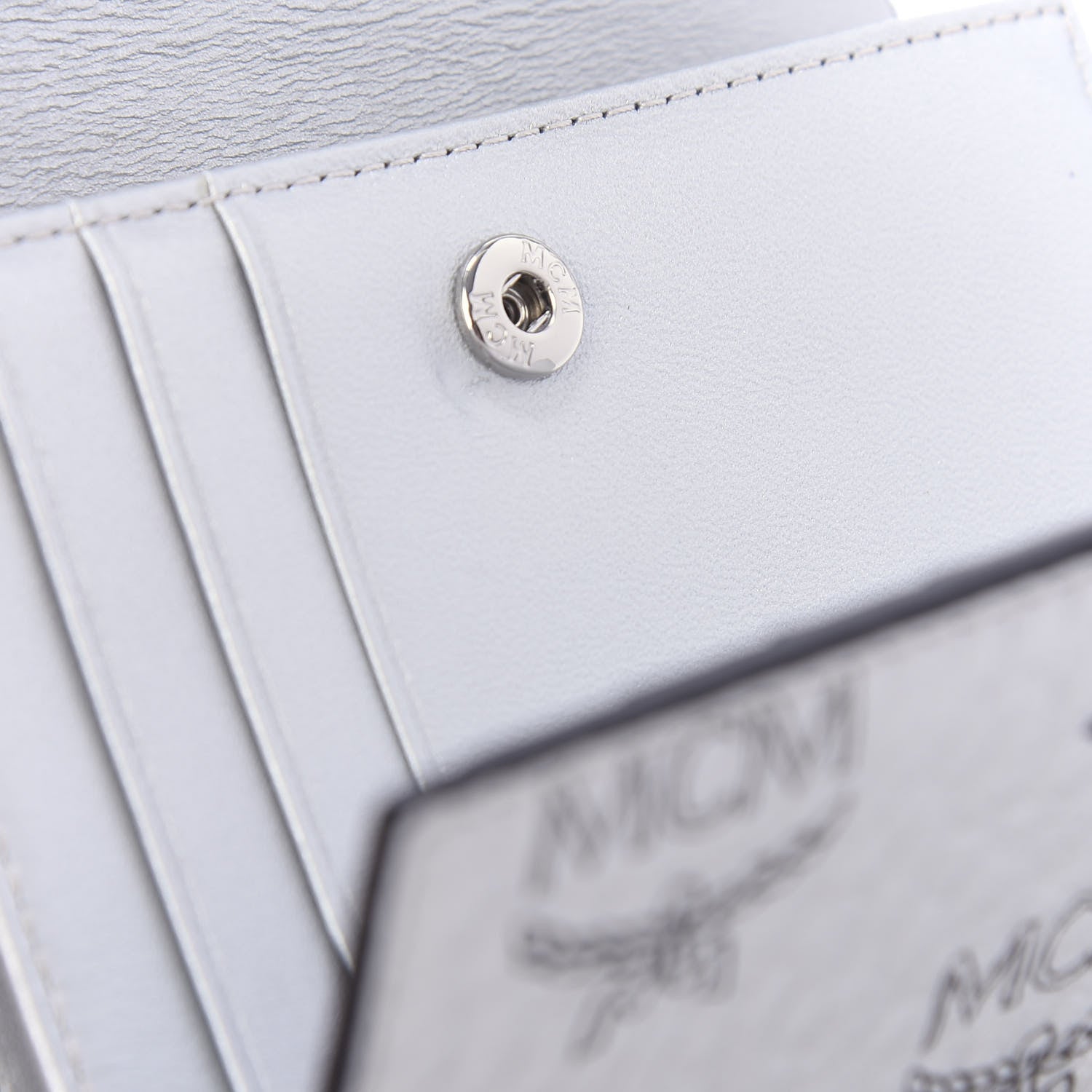 MCM Metallic Visetos Compact Wallet Silver 10 of 10