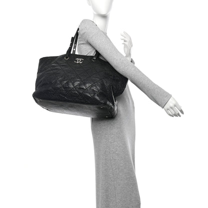 Chanel Glazed Calfskin Large On The Road Tote Black 2 of 10