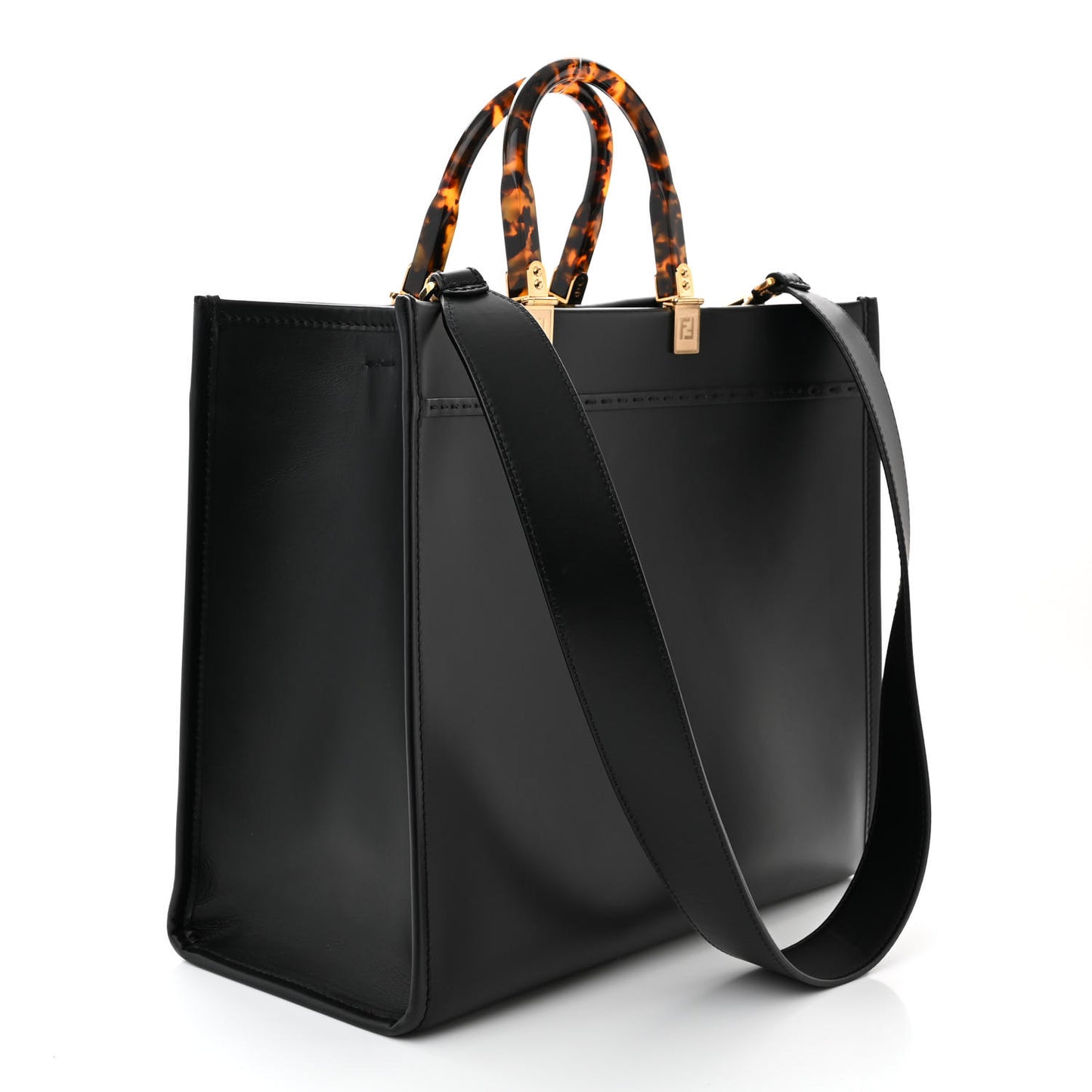 Vitello King Plexiglass Medium Fendi Sunshine Shopper Tote Black
