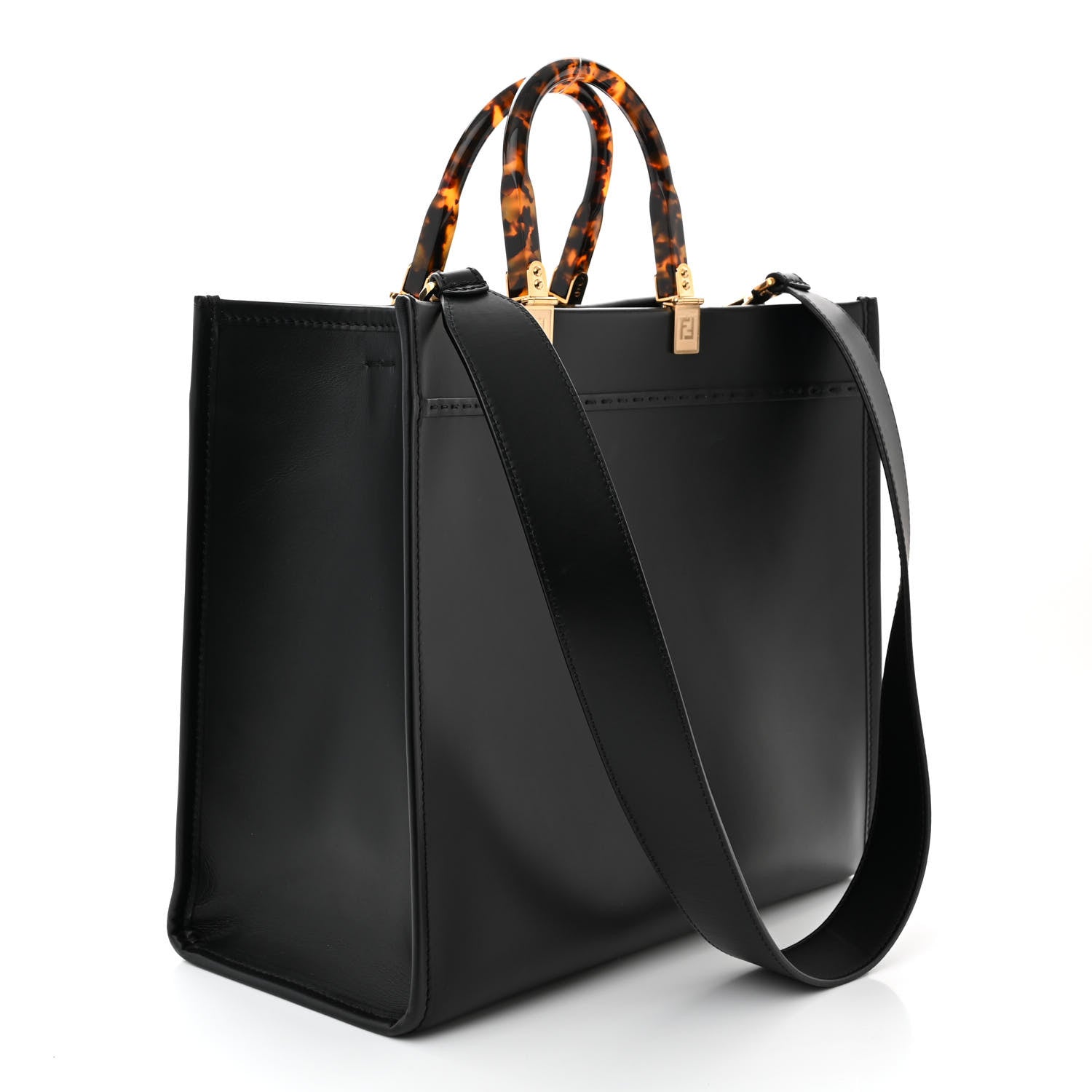 Fendi Vitello King Plexiglass Medium Fendi Sunshine Shopper Tote Black 3 of 9