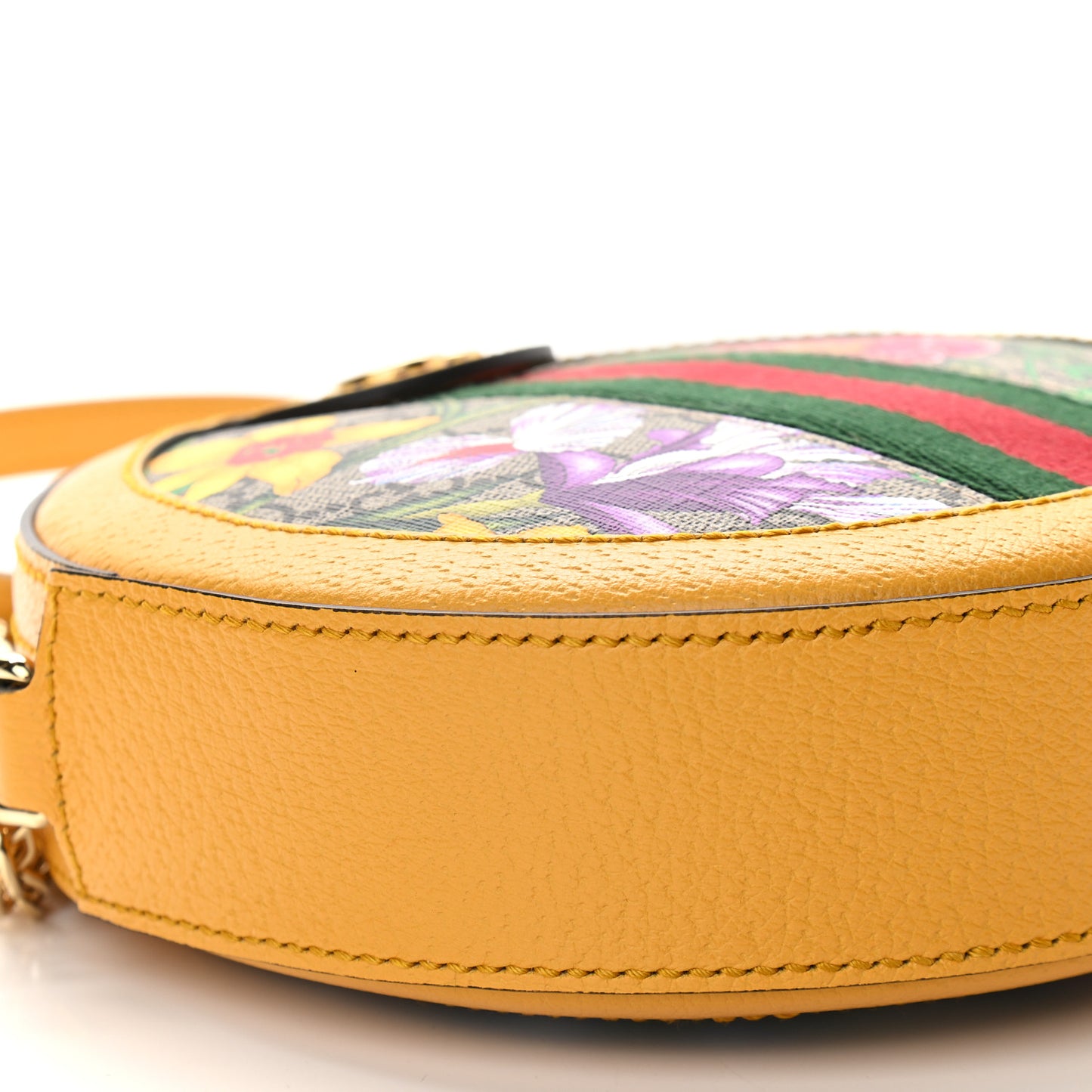 GG Supreme Monogram Flora Web Mini Ophidia Round Shoulder Bag Beige Multicolor Crop