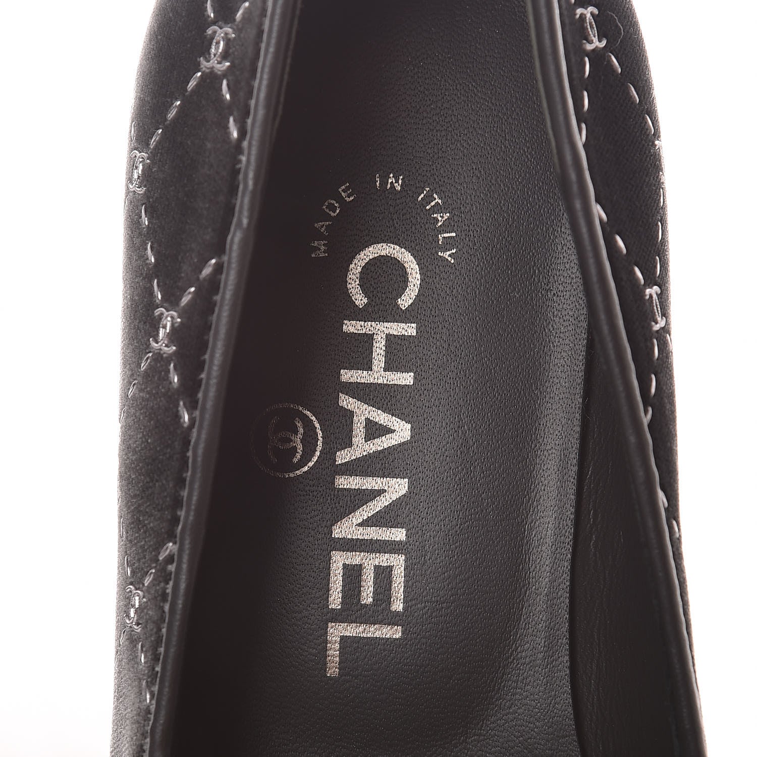 Chanel Velvet Moccasin Loafers 37 Grey 7 of 9