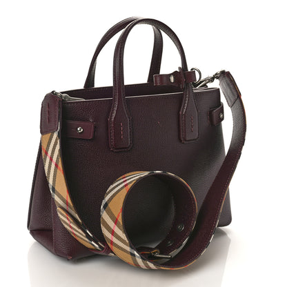 Burberry Derby Calfskin House Check Small Banner Tote Mahogany Red 2 of 9