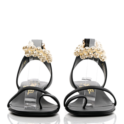 Chanel Calfskin Pearl Sandals 35 Black 2 of 11