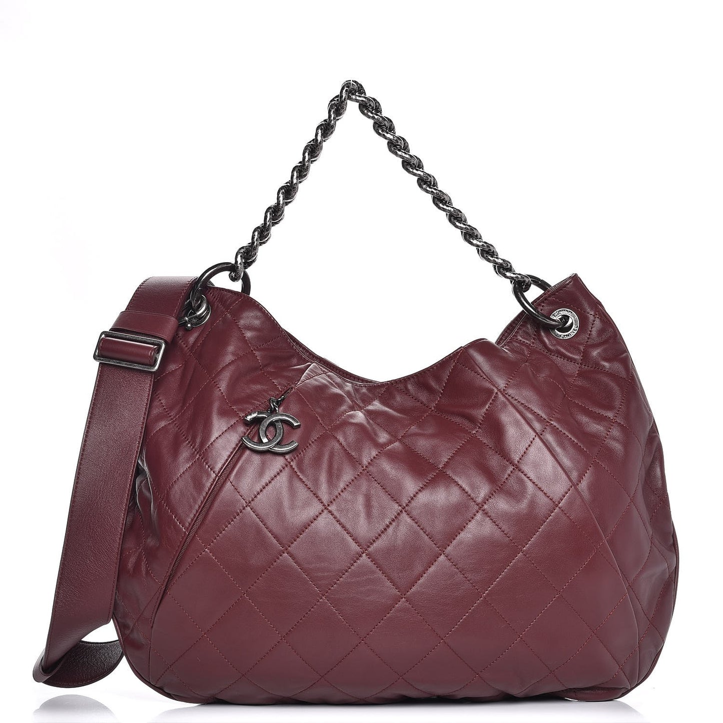 Calfskin Coco Pleats Hobo Burgundy
