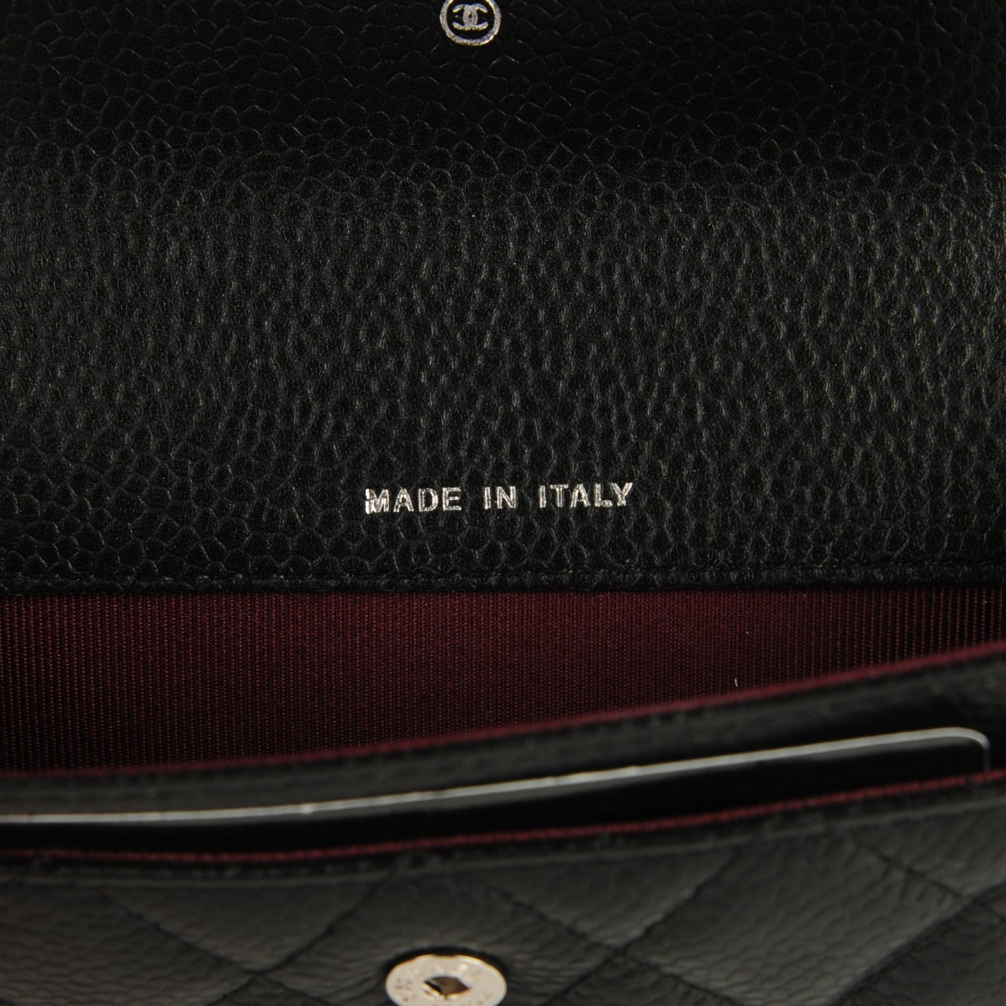 Caviar Quilted Flap Card Holder Black