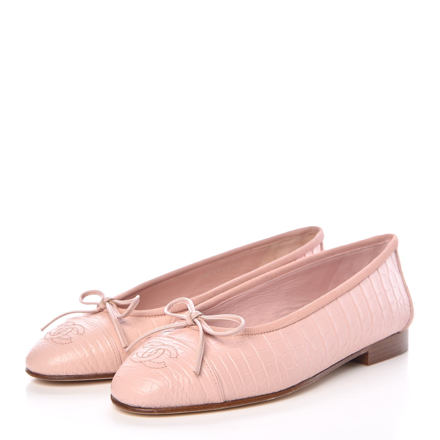 Chanel Alligator CC Cap Toe Ballerina Flats 35 Light Pink 3 of 12