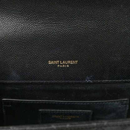 Saint Laurent Grain De Poudre Textured Mixed Matelasse Triquilt Small Monogram Satchel Black 6 of 13