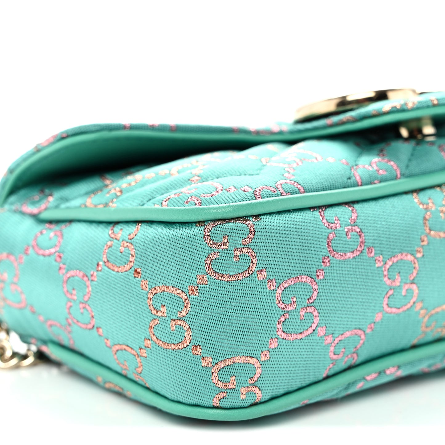 Jacquard Super Mini GG Marmont Shoulder Bag Green