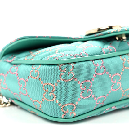 Gucci Jacquard Super Mini GG Marmont Shoulder Bag Green 9 of 11