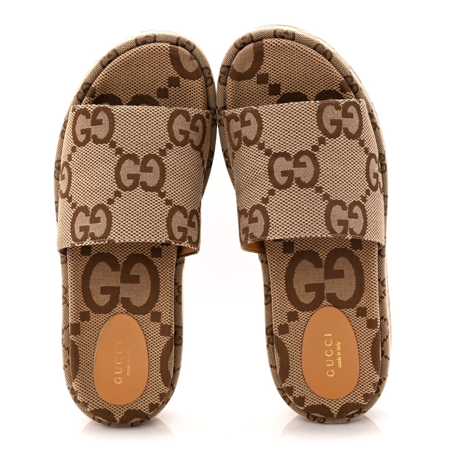 Monogram Maxi GG Angelina Platform 55mm Slide Sandals 40 Camel Ebony