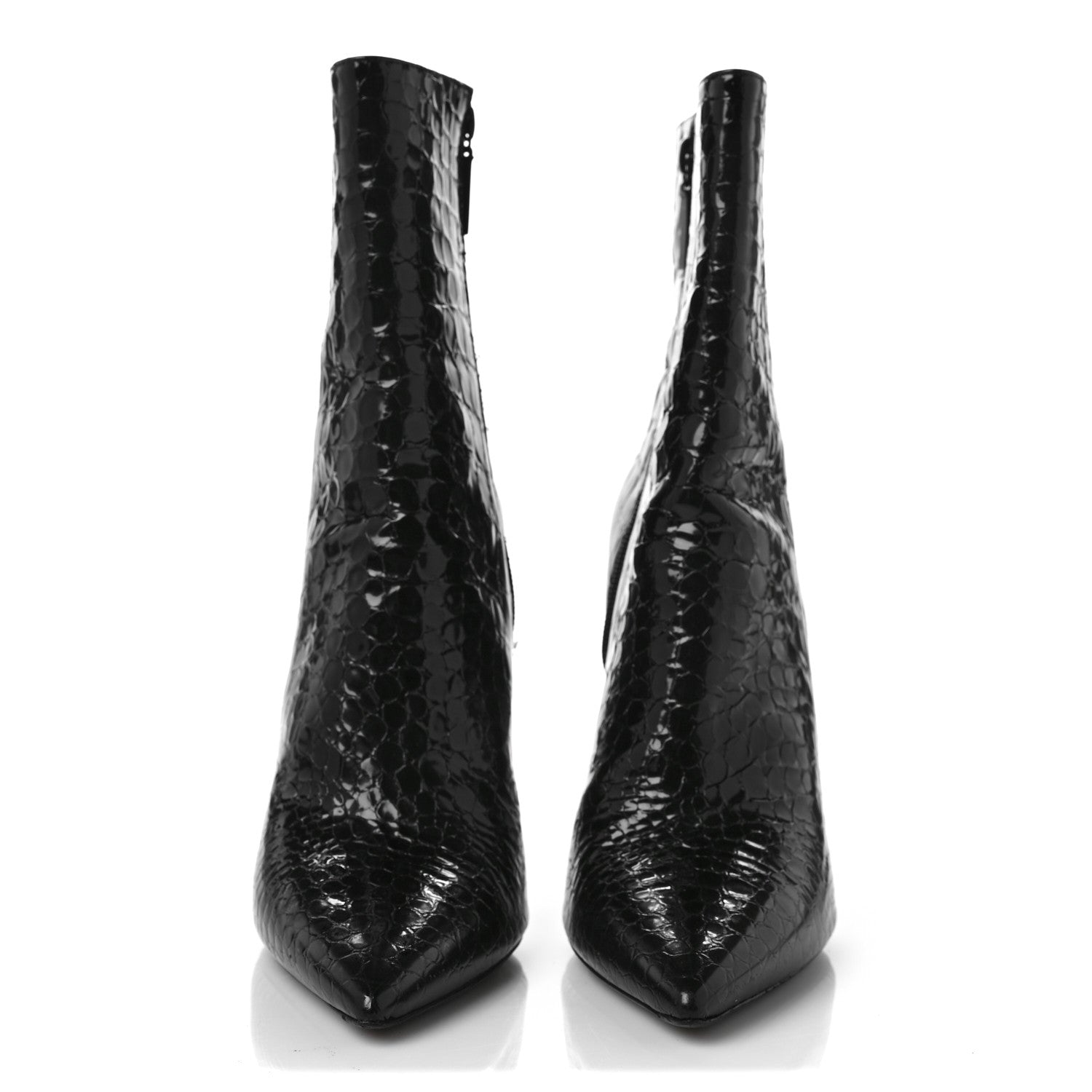 Saint Laurent Alligator Embossed Patent Calfskin Opyum 110 Ankle Boots 40 Black 2 of 10